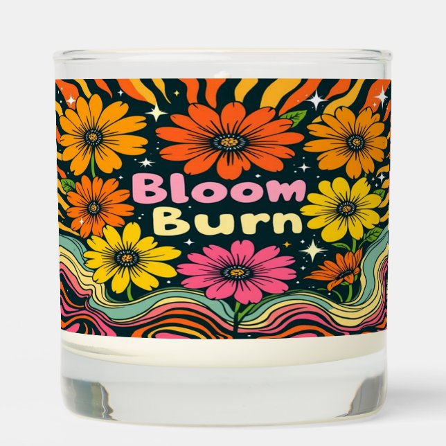 Bloom & Burn – Retro Groovy Flower Power Candle (Front)