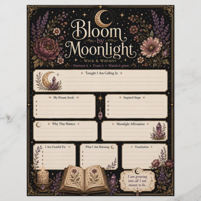 Bloom by Moonlight Manifestation Sheet (Front)