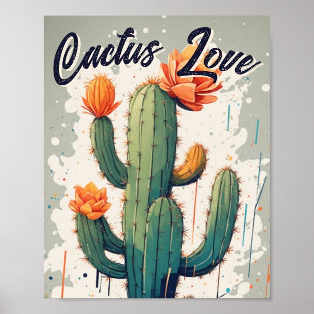 Bloom Cactus Love illustration  Poster (Front)