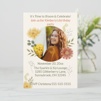 Bloom & Celebrate Floral Birthday Party Invitation
