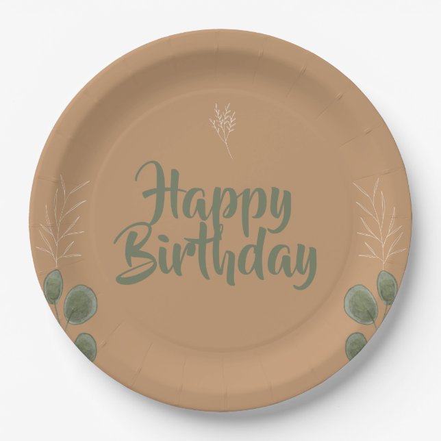 Bloom & Celebrate Floral Happy Birthday Paper Plates (Front)