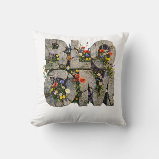 Bloom Concrete Wildflower Typography Mental Health Throw Pillow