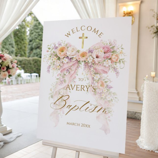 Bloom Floral Bow Girl Baptism Foam Board (Creator Uploaded)