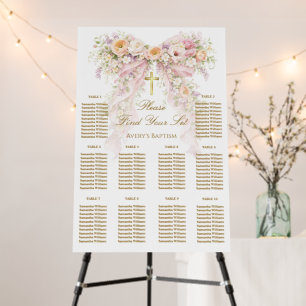 Bloom Floral Bow Girl Baptism Seating Chart Foam Board