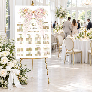 Bloom Floral Bow Girl Baptism Seating Chart Foam Board