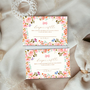 Bloom Floral Butterfly Diaper Raffle Baby Shower Enclosure Card