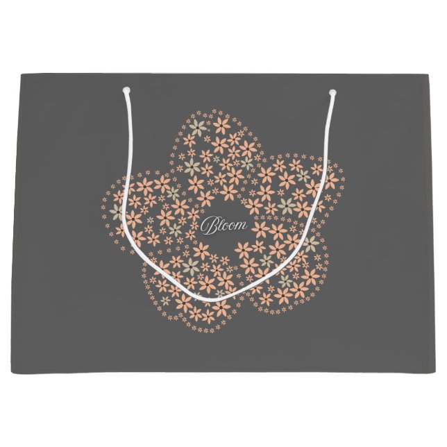 Bloom Floral Design – Dark Elegant Design Large Gift Bag (Front)