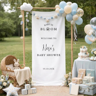 Bloom Floral Minimalist Script Baby Shower Welcome Banner