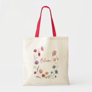 Bloom Floral Soft Pastel Botanical Aesthetic Tote Bag
