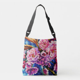 Bloom Floral Sun Fuchsia Pink Art Crossbody Bag