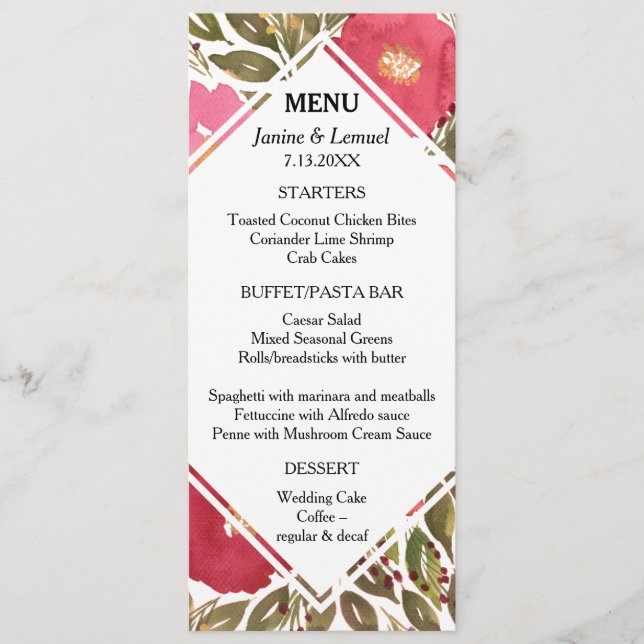 Bloom Flowers Menu Card (Front)