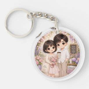 Bloom Gently Chibi Couple Floral Keychain