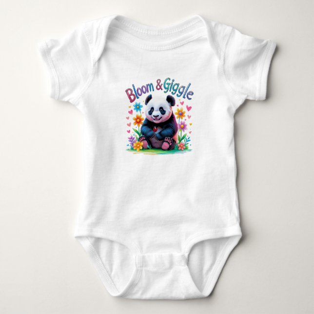 Bloom & Giggle Baby Panda One Year Outfit Baby Bodysuit (Front)