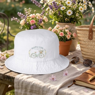 Bloom & Glow Vintage Floral Bicycle Embroidered Ha Bucket Hat