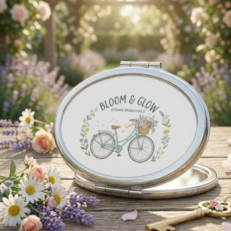 Bloom & Glow Vintage Floral Bicycle Spring Aesthet Compact Mirror