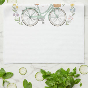 Bloom & Glow Vintage Floral Bicycle Spring Kitchen Towel