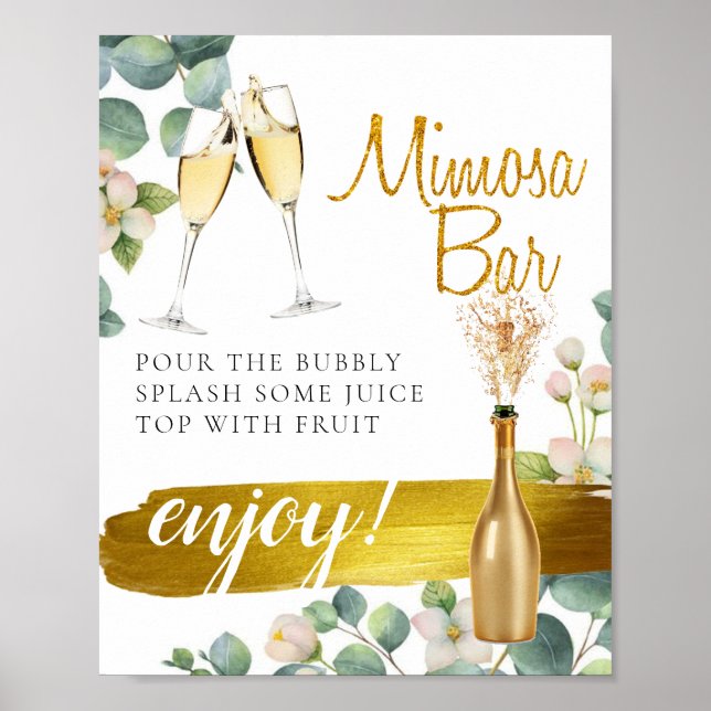 Bloom Greenery Bridal Brunch Mimosa Bar Sign (Front)