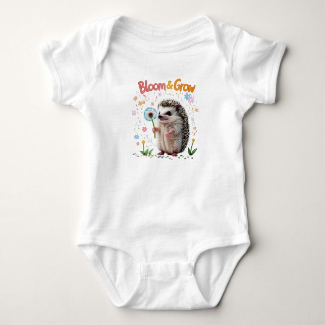 Bloom & Grow Baby Hedgehog One Year Outfit Baby Bodysuit (Front)