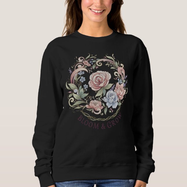 Bloom & Grow Watercolor Floral Women's Hoodie (Front)