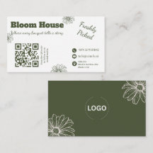 Bloom House Floral QR Code Business Card
