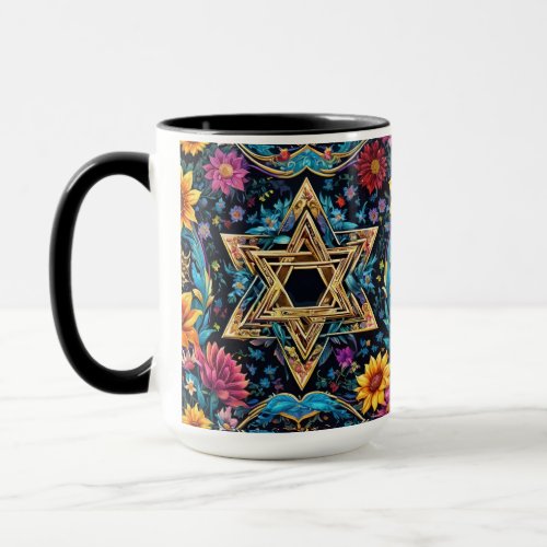 Bloom in faith Star of David and flowers mug Mug