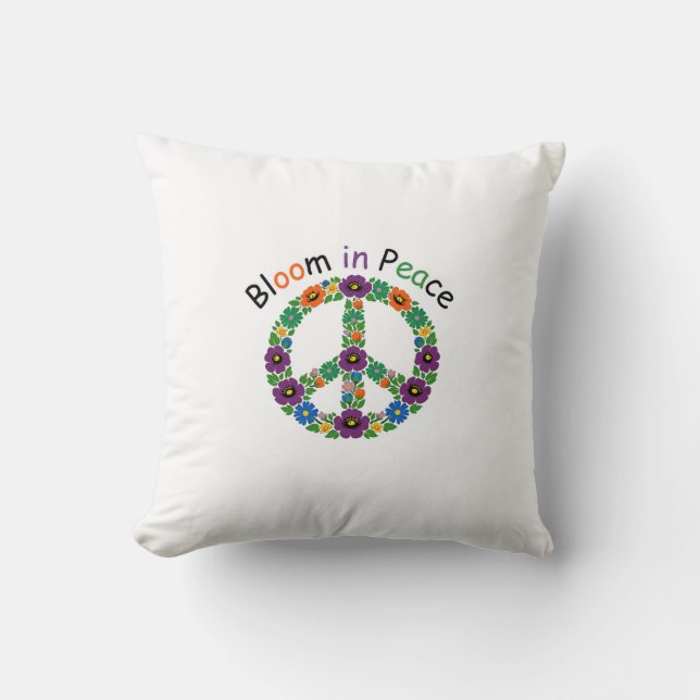 Bloom in Peace Throw Pillow (Front)
