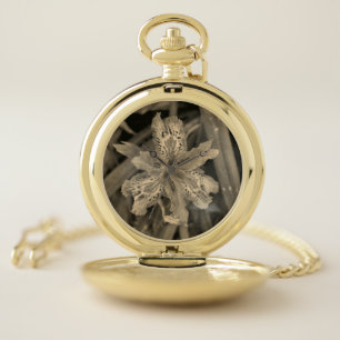bloom in purple pocket watch
