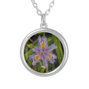 bloom in purple silver plated necklace