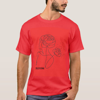Bloom in Red – Artistic Floral Girl T-Shirt in Cl