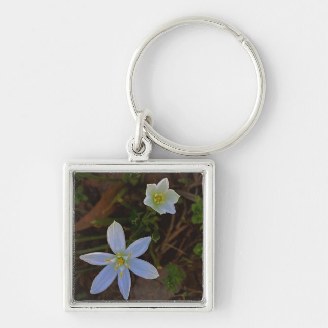bloom in white  keychain (Front)
