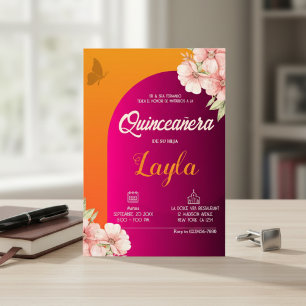 Bloom into Quinceañera! Boho Floral Mis Quince Invitation