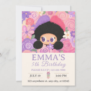 Bloom Kitty Birthday Invitation Cute Floral Kids