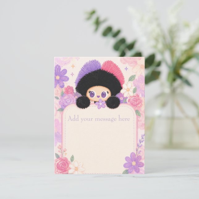 Bloom Kitty Blank Note Cards | Floral Personalized (Standing Front)