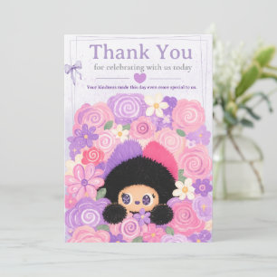 Bloom Kitty Floral Thank You Card kids birthday