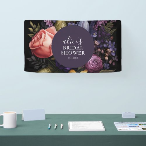 Bloom Lavender Dark Script Bridal Shower Banner