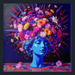 "Bloom of Eternity" – A Colourful Surreal Portrait Acrylic Print<br><div class="desc">"Bloom of Eternity" – A Colourful Surreal Portrait. This piece fuses the permanence of sculpture with the fleeting vibrancy of flowers, creating a visual dialogue between stillness and growth. The serene blue figure appears timeless, yet crowned with an explosion of radiant blossoms that seem to pulse with life, symbolizing rebirth,...</div>