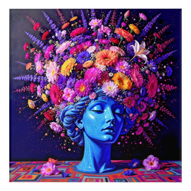"Bloom of Eternity" – A Colourful Surreal Portrait Acrylic Print (Front)