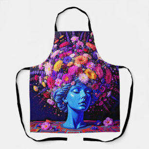 "Bloom of Eternity" – A Colourful Surreal Portrait Apron