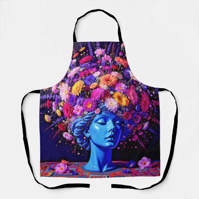 "Bloom of Eternity" – A Colourful Surreal Portrait Apron (Front)