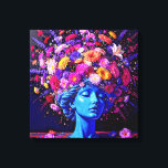"Bloom of Eternity" – A Colourful Surreal Portrait Canvas Print<br><div class="desc">"Bloom of Eternity" – A Colourful Surreal Portrait. This piece fuses the permanence of sculpture with the fleeting vibrancy of flowers, creating a visual dialogue between stillness and growth. The serene blue figure appears timeless, yet crowned with an explosion of radiant blossoms that seem to pulse with life, symbolizing rebirth,...</div>