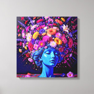 "Bloom of Eternity" – A Colourful Surreal Portrait Canvas Print