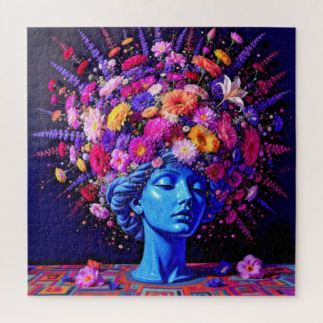 "Bloom of Eternity" – A Colourful Surreal Portrait Jigsaw Puzzle (Vertical)