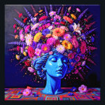 "Bloom of Eternity" – A Colourful Surreal Portrait Photo Print<br><div class="desc">"Bloom of Eternity" – A Colourful Surreal Portrait. This piece fuses the permanence of sculpture with the fleeting vibrancy of flowers, creating a visual dialogue between stillness and growth. The serene blue figure appears timeless, yet crowned with an explosion of radiant blossoms that seem to pulse with life, symbolizing rebirth,...</div>