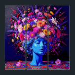 "Bloom of Eternity" – A Colourful Surreal Portrait Triptych<br><div class="desc">"Bloom of Eternity" – A Colourful Surreal Portrait. This piece fuses the permanence of sculpture with the fleeting vibrancy of flowers, creating a visual dialogue between stillness and growth. The serene blue figure appears timeless, yet crowned with an explosion of radiant blossoms that seem to pulse with life, symbolizing rebirth,...</div>