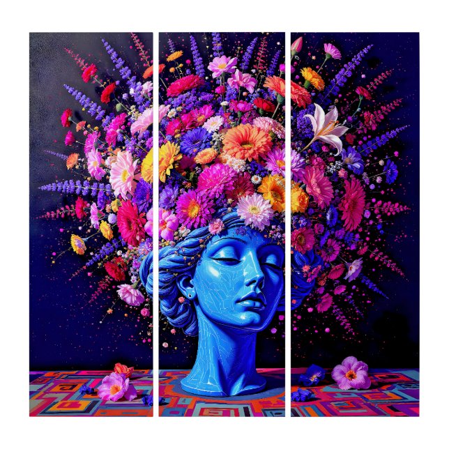 "Bloom of Eternity" – A Colourful Surreal Portrait Triptych (Front)