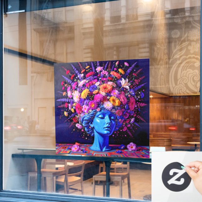 "Bloom of Eternity" – A Colourful Surreal Portrait Window Cling (Cafe Window)
