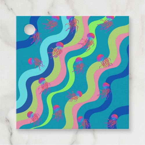 Bloom of jelly fishes abstract art favor tags
