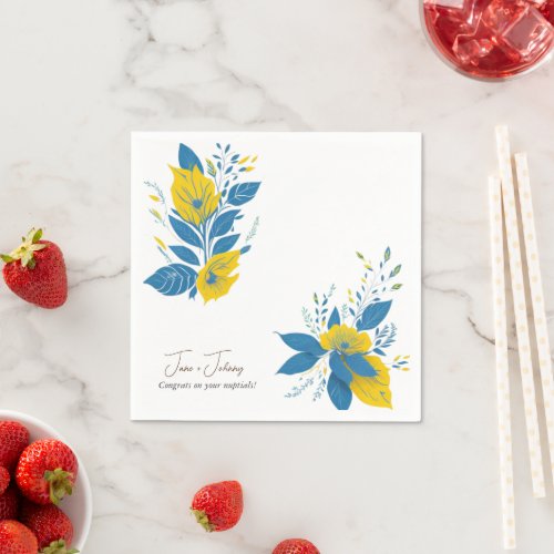 Bloom of Sunshine and Sky Wedding Napkins