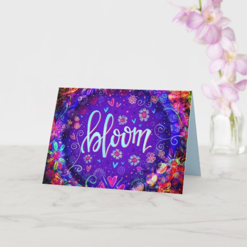 Bloom Pretty Purple ONE WORD Floral Card