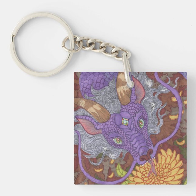 Bloom Purple Dragon Keychain (Front)